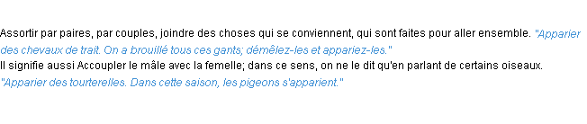 Définition apparier ACAD 1932