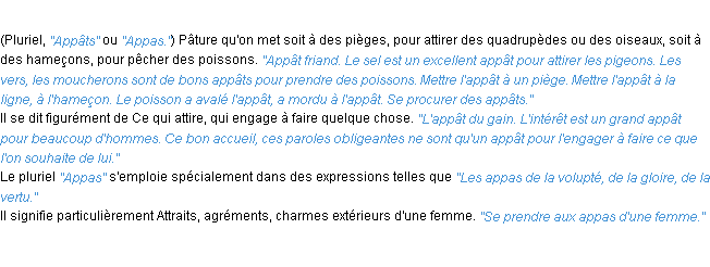 Définition appât ACAD 1932