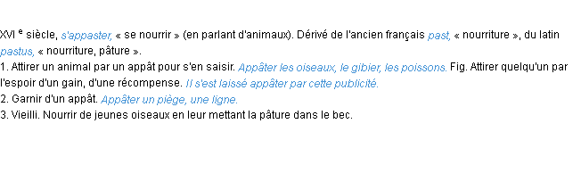 Définition appâter ACAD 1986