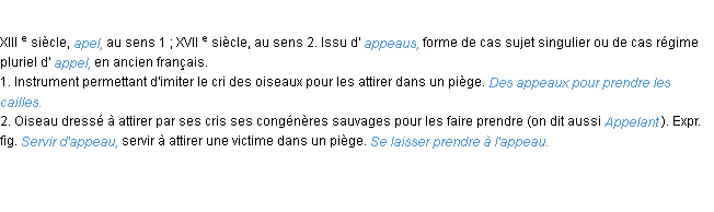 Définition appeau ACAD 1986