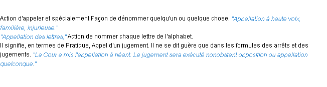 Définition appellation ACAD 1932