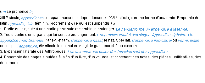 Définition appendice ACAD 1986