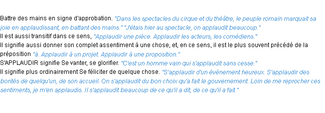 Définition applaudir ACAD 1932