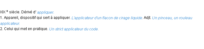 Définition applicateur ACAD 1986