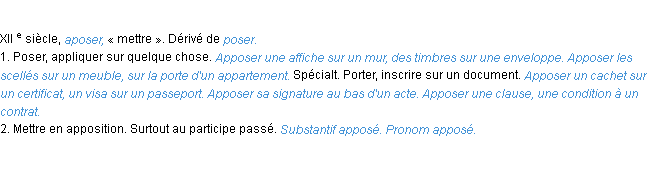 Définition apposer ACAD 1986