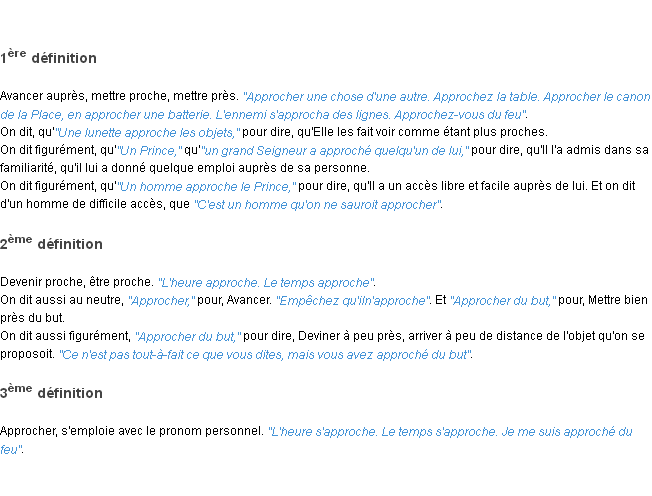 Définition approcher ACAD 1798