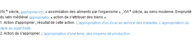 Définition appropriation ACAD 1986