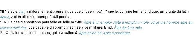 Définition apte ACAD 1986