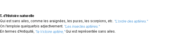 Définition aptère ACAD 1932