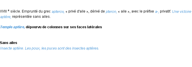 Définition aptère ACAD 1986