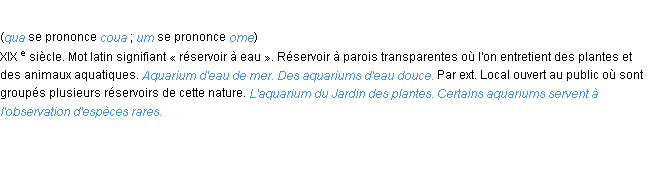 Définition aquarium ACAD 1986