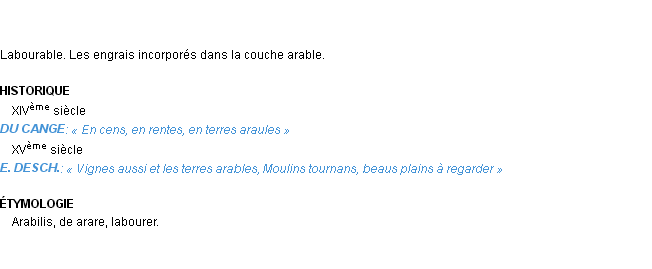 Définition arable Emile Littré