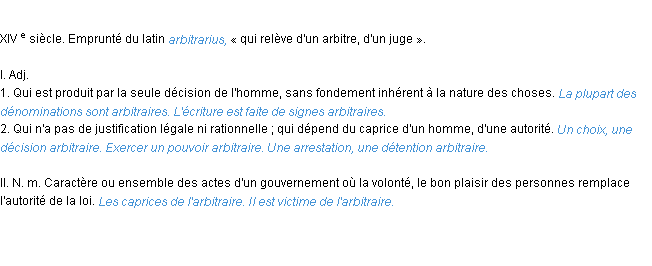 Définition arbitraire ACAD 1986