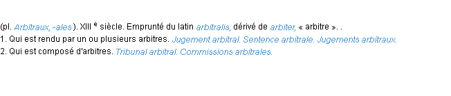 Définition arbitral ACAD 1986