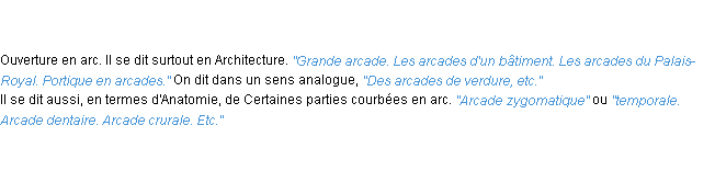 Définition arcade ACAD 1835