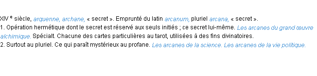 Définition arcane ACAD 1986