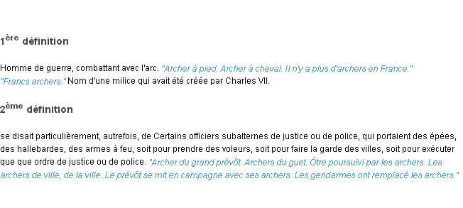 Définition archer ACAD 1835