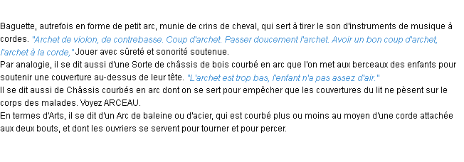 Définition archet ACAD 1932