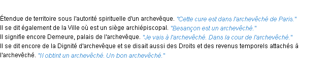 Définition archevêché ACAD 1932
