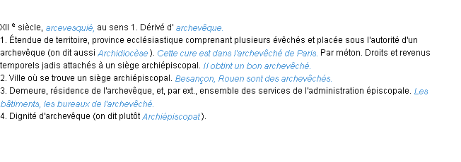 Définition archevêché ACAD 1986