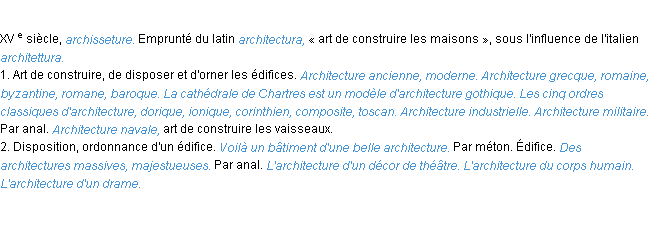 Définition architecture ACAD 1986