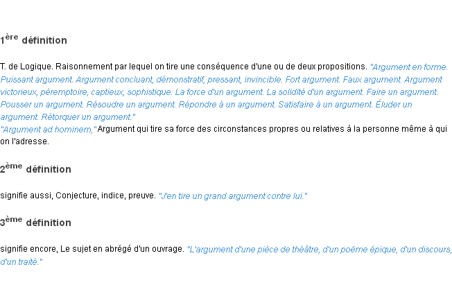 Définition argument ACAD 1835