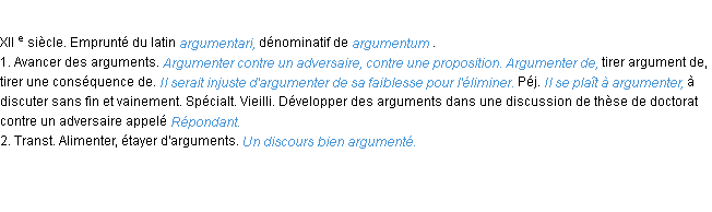 Définition argumenter ACAD 1986