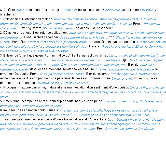 Définition arracher ACAD 1986