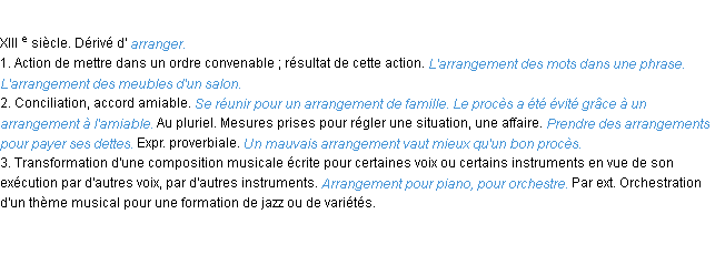 Définition arrangement ACAD 1986