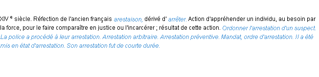 Définition arrestation ACAD 1986