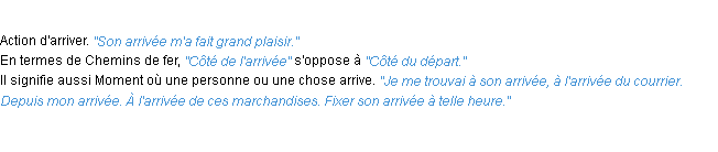 Définition arrivée ACAD 1932