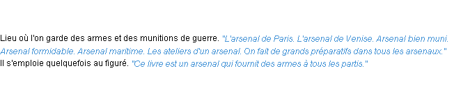 Définition arsenal ACAD 1835