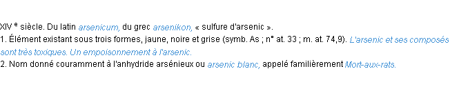 Définition arsenic ACAD 1986