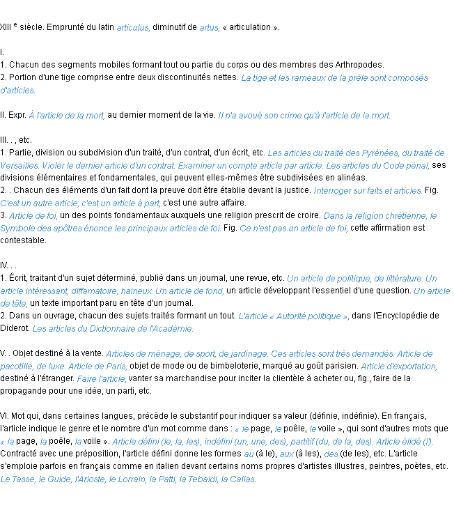 Définition article ACAD 1986