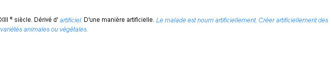 Définition artificiellement ACAD 1986