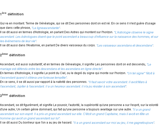 Définition ascendant ACAD 1798