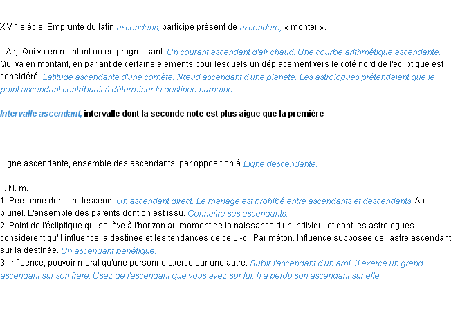 Définition ascendant ACAD 1986