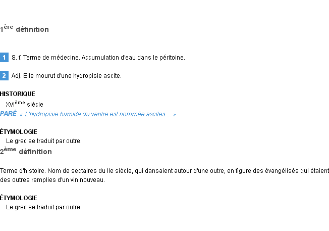 Définition ascite Emile Littré