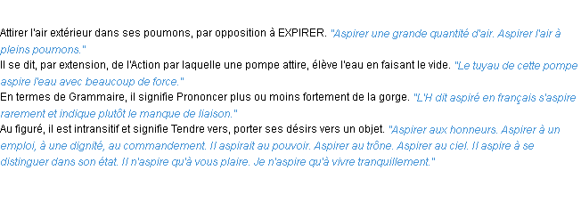 Définition aspirer ACAD 1932