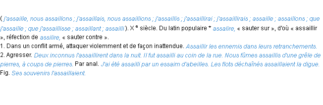 Définition assaillir ACAD 1986