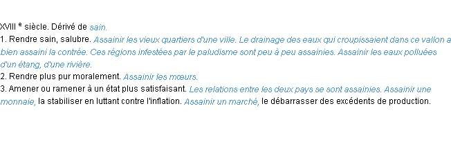 Définition assainir ACAD 1986