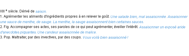 Définition assaisonner ACAD 1986