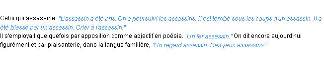 Définition assassin ACAD 1932