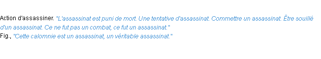 Définition assassinat ACAD 1932