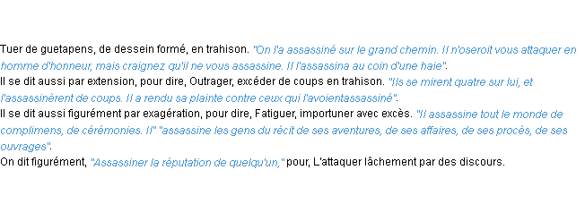 Définition assassiner ACAD 1798