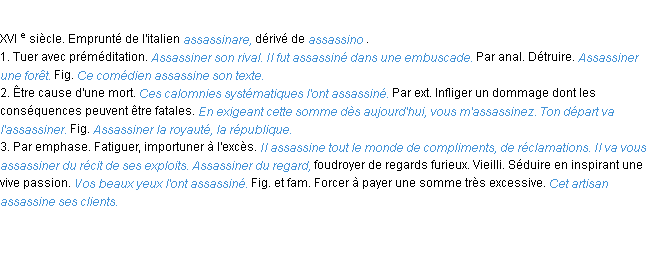 Définition assassiner ACAD 1986