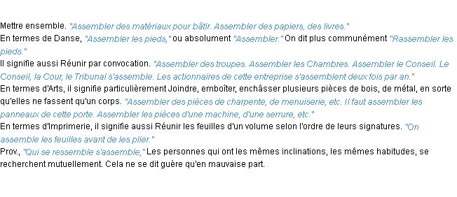 Définition assembler ACAD 1932