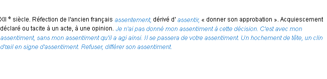 Définition assentiment ACAD 1986