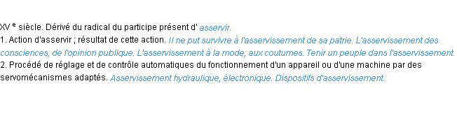 Définition asservissement ACAD 1986