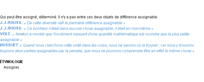 Définition assignable Emile Littré